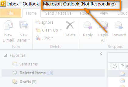 outlook 2019 freezes when receiving email