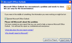 Microsoft Outlook has encountered