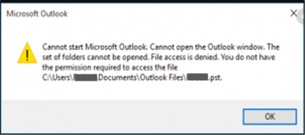 Outlook File Access Denied error