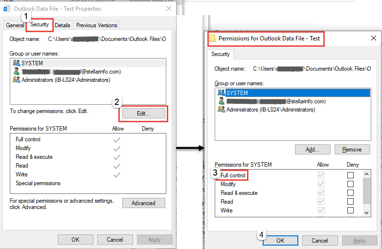  Change properties of Outlook PST file